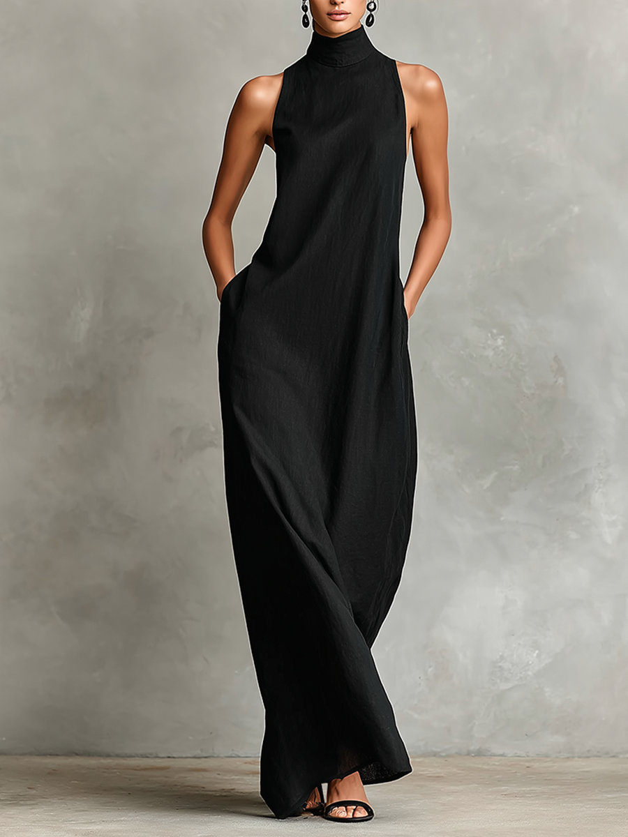 Macarena • Vestido largo negro minimalista