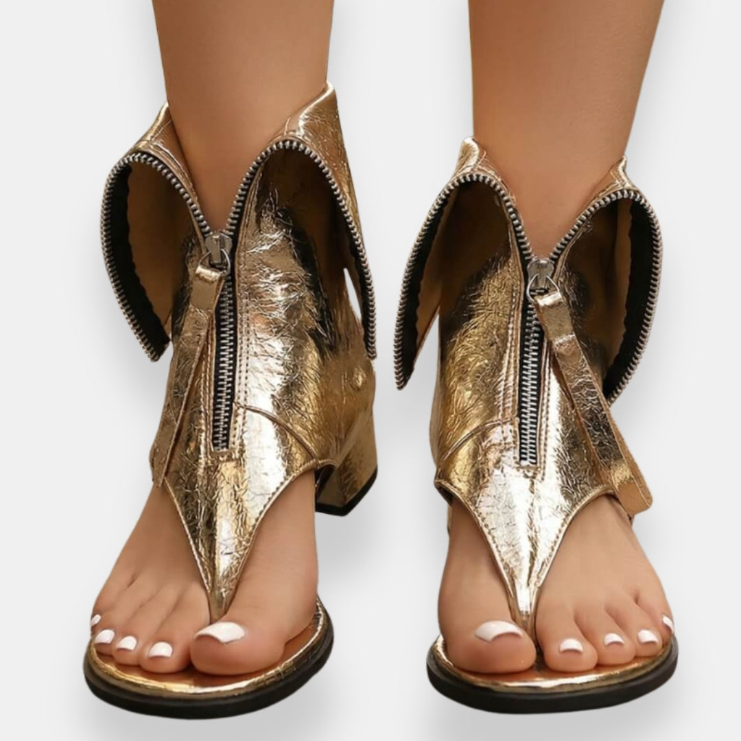 Vittoria | Sandalias metalizadas con cremallera