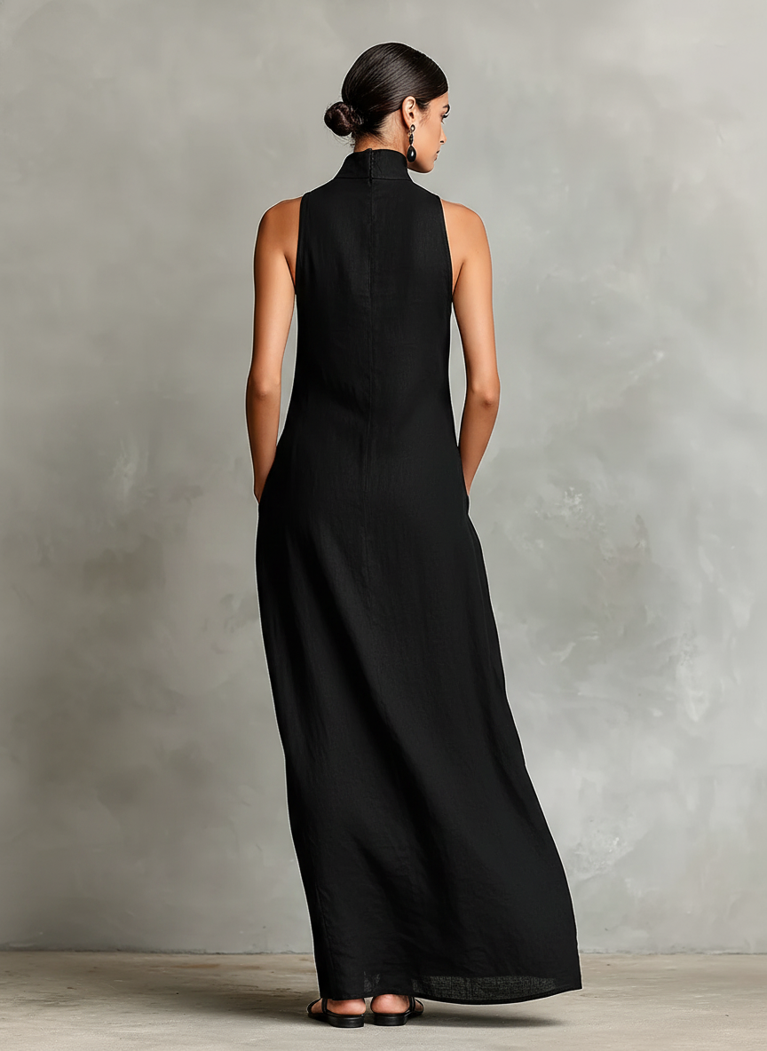 Macarena • Vestido largo negro minimalista
