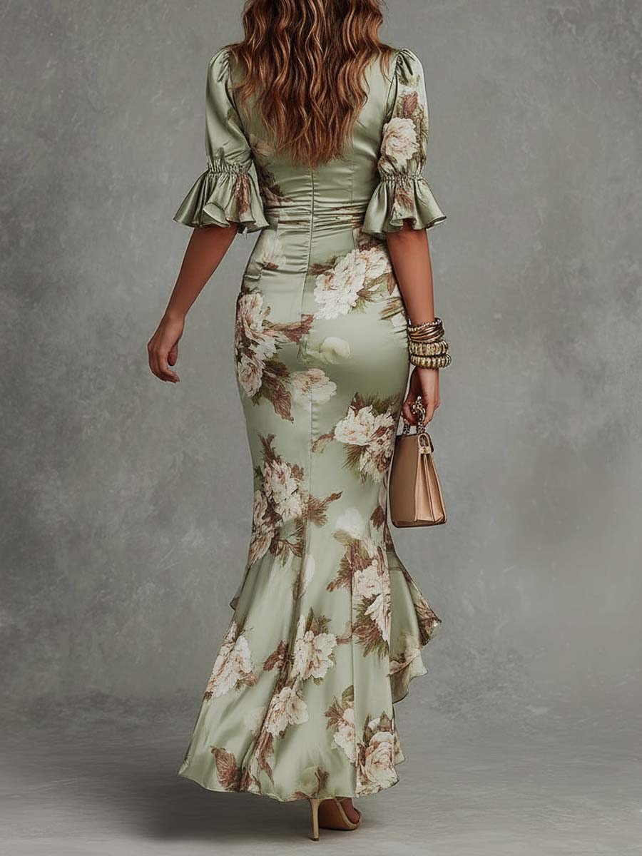 Camelia | Vestido Estampado Floral Satinado