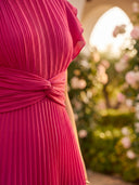 Seraphina | Elegante Maxi Abito Plissettato con Vita Annodata