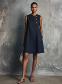 Alba | Vestido Mini Botonadura Dorada