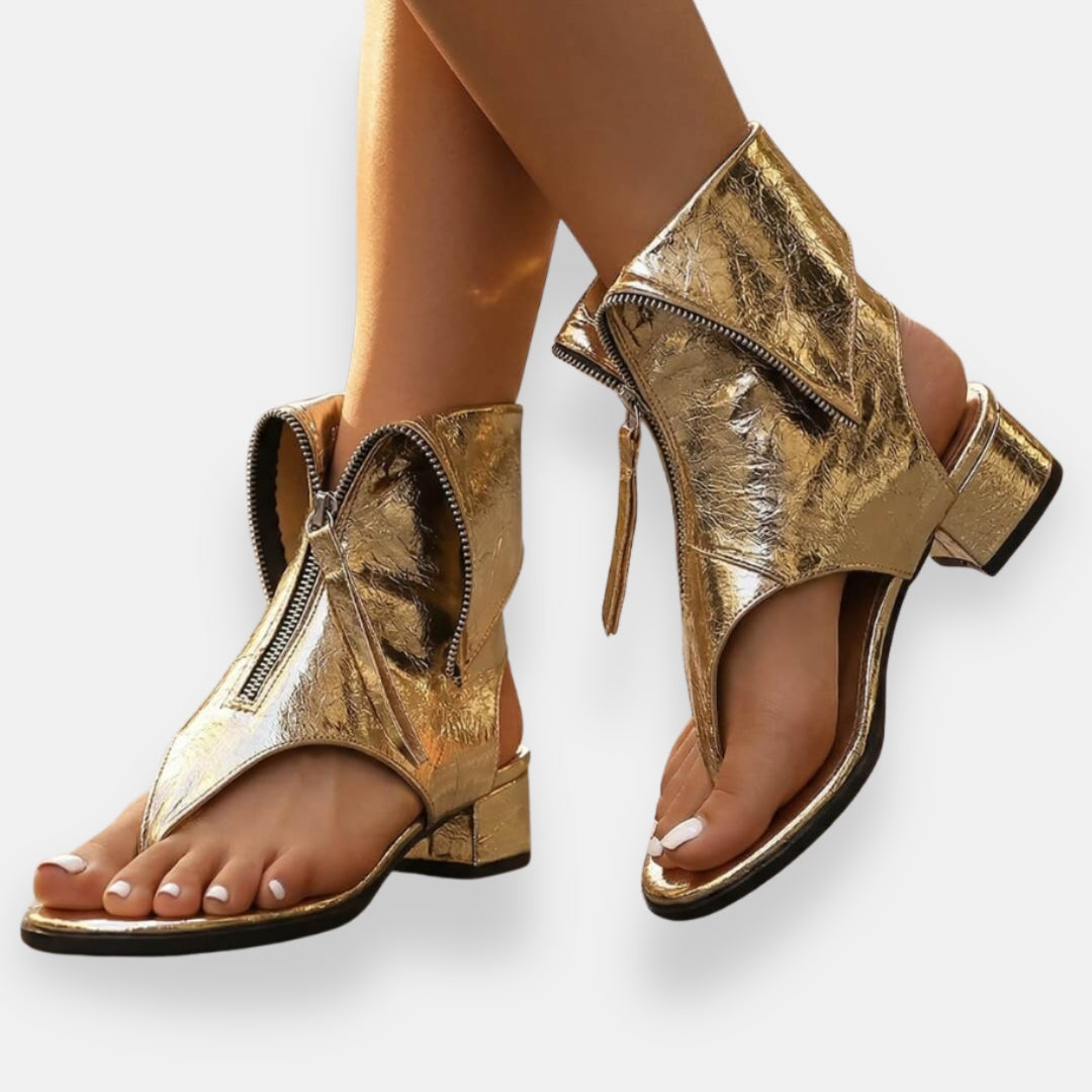 Vittoria | Sandalias metalizadas con cremallera