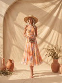 Aurora | Vestido halter con estampado de acuarela
