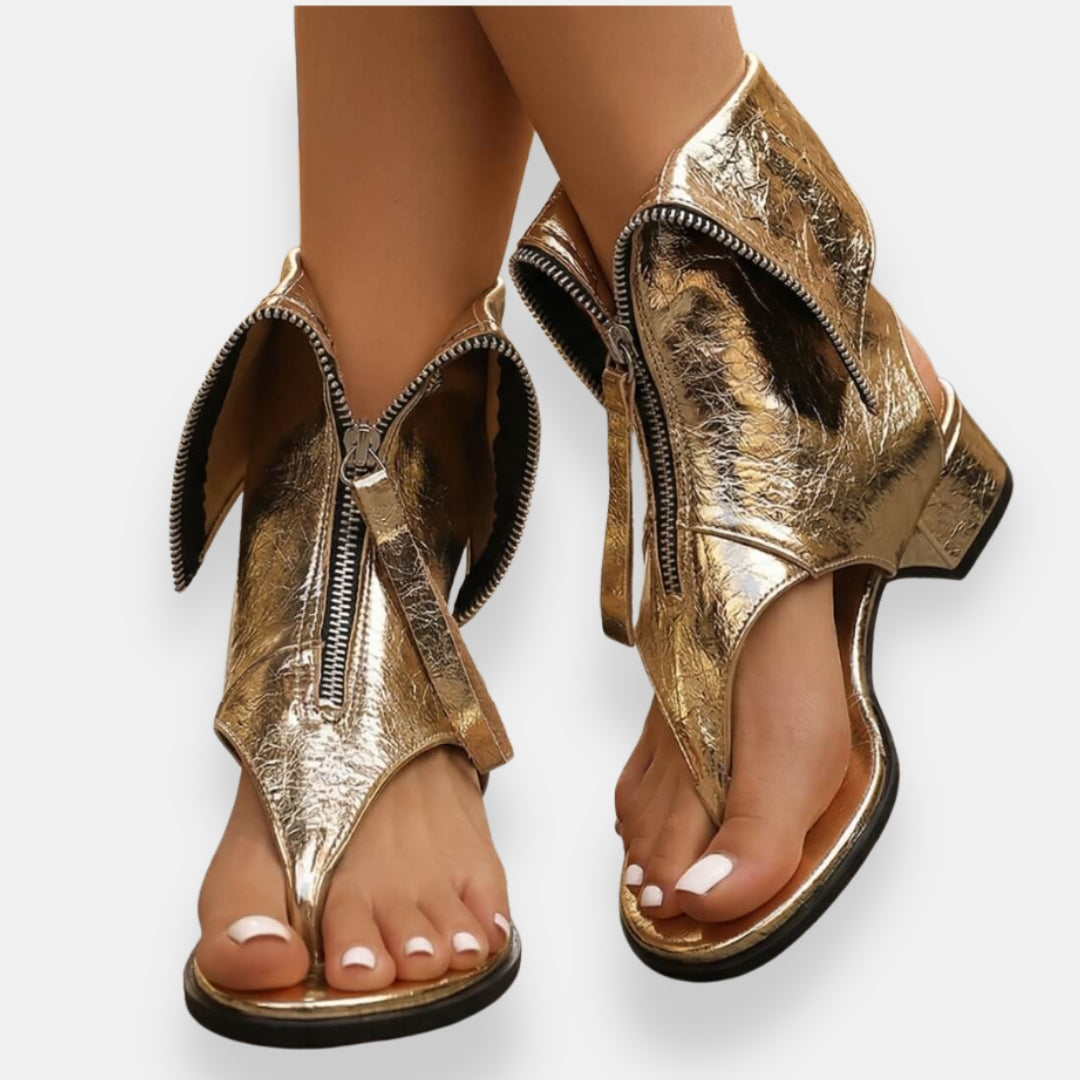 Vittoria | Sandalias metalizadas con cremallera