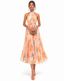 Aurora | Vestido halter con estampado de acuarela