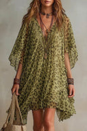 Bianca | Vestido de chiffon con estampado de leopardo, de corte amplio y fluido, escote en V