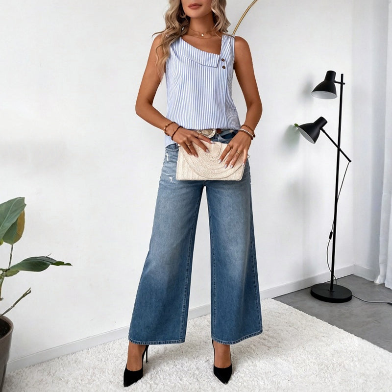 Kaira | Blusa Rayas Asimétrica