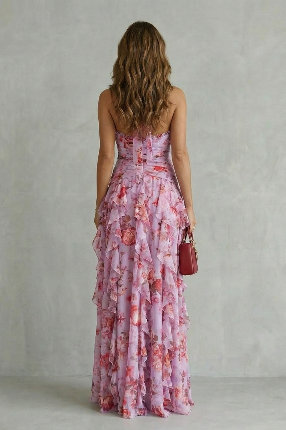 Belladina | Vestido Largo Romántico de Rosas con Cuello Halter