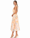 Aurora | Vestido halter con estampado de acuarela