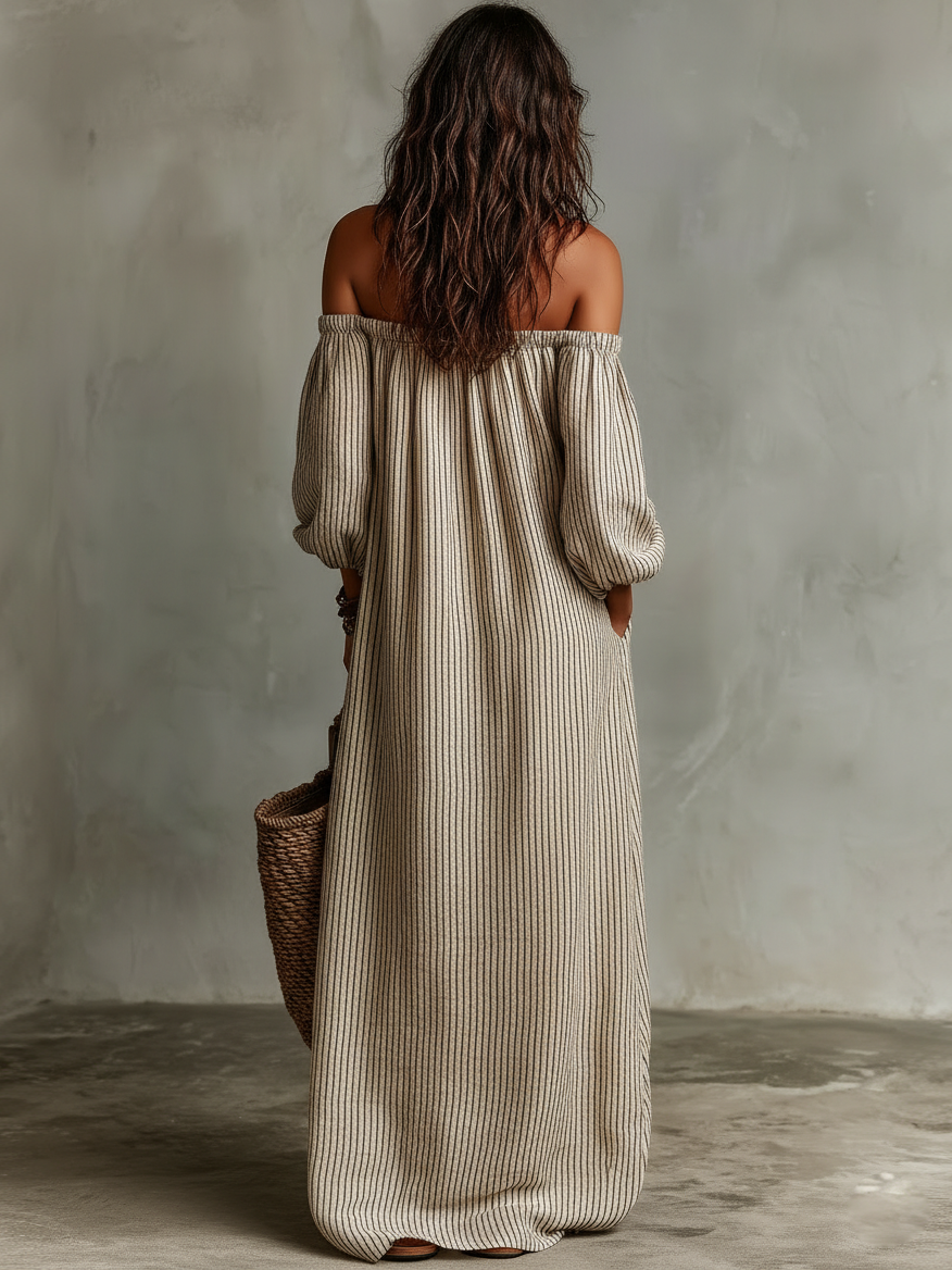 Carmen | Vestido largo con escote que deja los hombros al descubierto