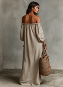 Carmen | Vestido largo con escote que deja los hombros al descubierto