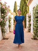 Seraphina | Elegante Maxi Abito Plissettato con Vita Annodata