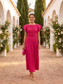 Seraphina | Elegante Maxi Abito Plissettato con Vita Annodata