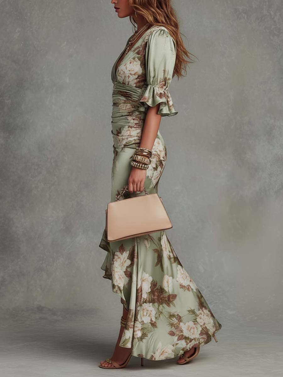 Camelia | Vestido Estampado Floral Satinado