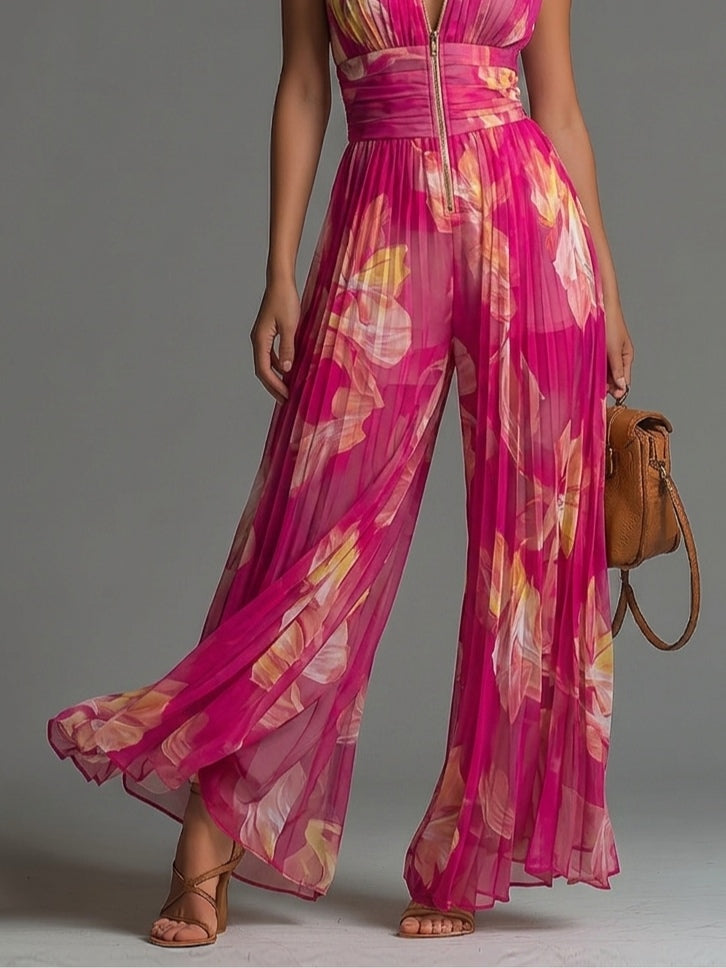 Leila| Mono Plisado Floral Fucsia™