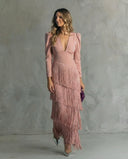 Chiara | Abito Elegante con Maniche a Frange