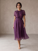 Flavia | Maxi Abito con Scollo a Goccia e Bordo in Pizzo Chiffon