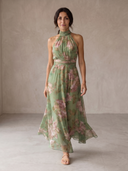 Livia | Elegante Vestido Largo Floral con Cuello Halter