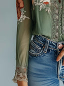 Boho Verde | Blusa Bordada Floral