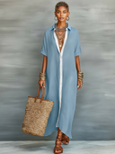 Mireia | Vestido largo oliva de líneas minimalistas