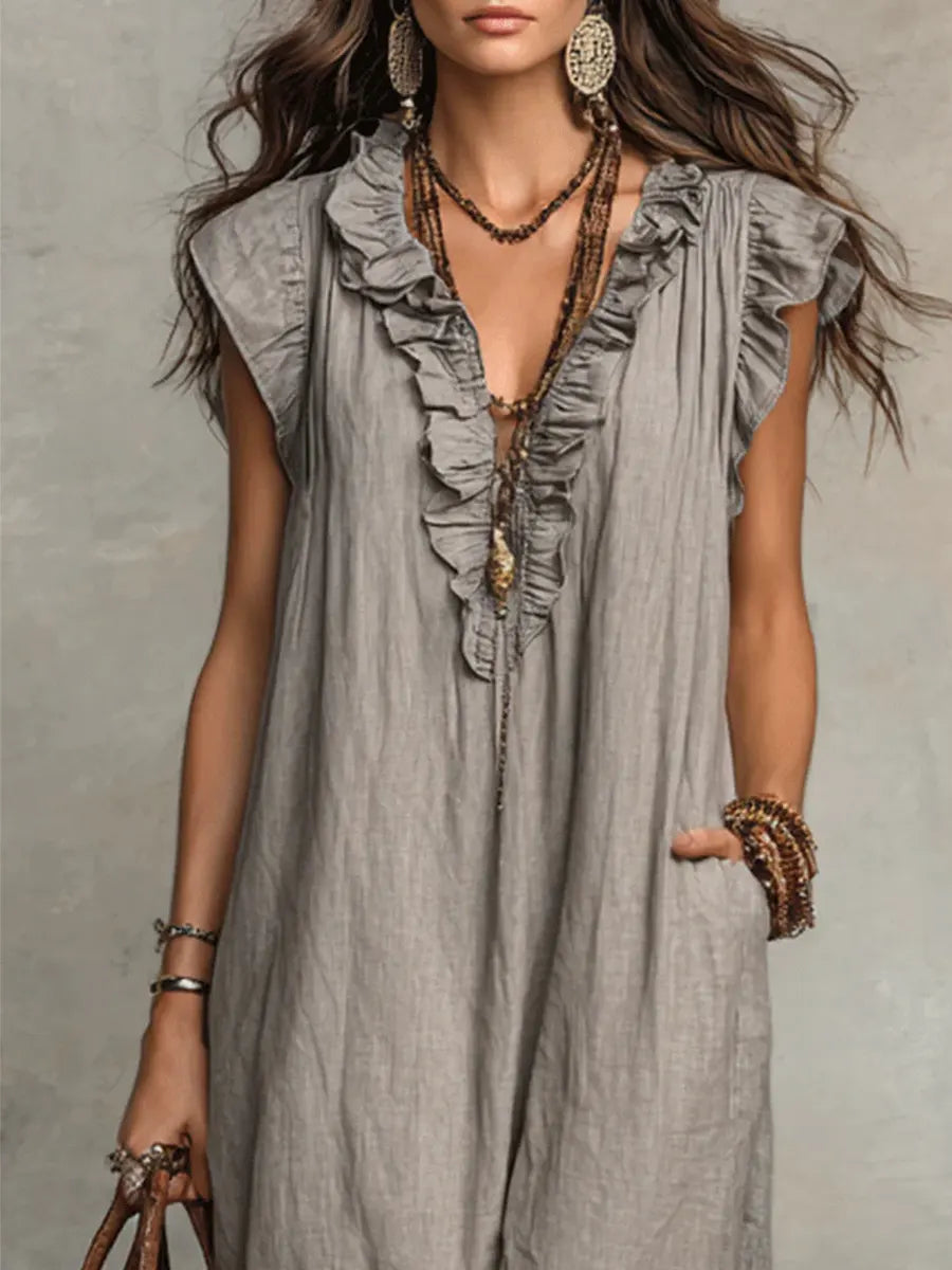 Violeta | Vestido Largo Bohemio de Lino