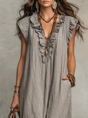 Violeta • Vestido Largo Bohemio de Lino