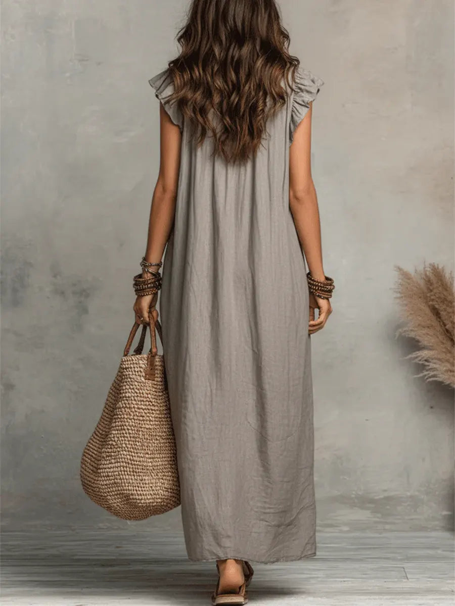 Violeta • Vestido Largo Bohemio de Lino